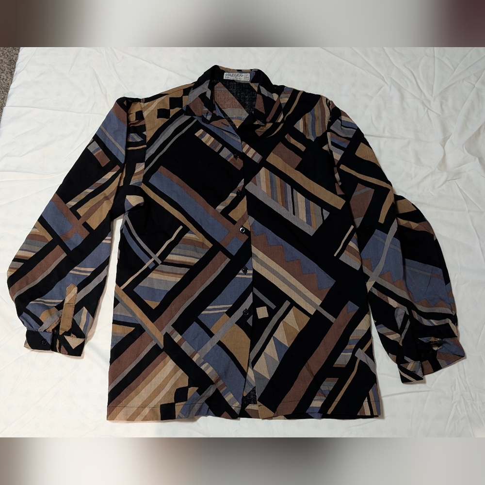 Vintage Jaeger Button Down Long Sleeves Shirt, Made In Great Britain, Fit 34"